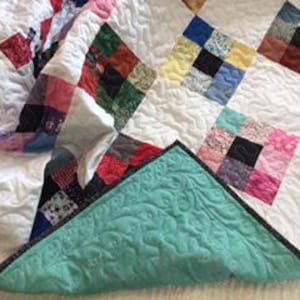 Nine Patch Quilt, Patchwork Quilt, Queen Size Quilt, Hand-made Quilt.