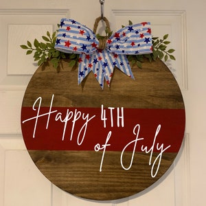 Patriotic Decor Fourth of July Door Hanger Happy 4th Of July Red White Blue Decor Front Door Decor Welcome Door Hanger Summer Door Sign