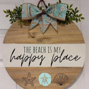 Beach Welcome Sign Beach House Door Hanger Vacation Sign Round Wooden Door Hanger Welcome Sign Beach Decor Beach House Decor Vacation Sign