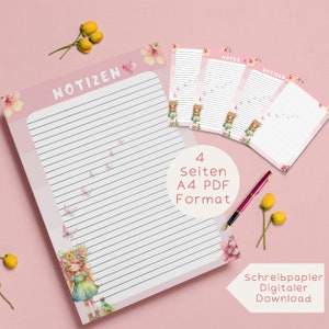 Fairy writing paper 4 pages for direct printing - stationery girls school start-school child-digital paper PDF A4 immediate download Stationary