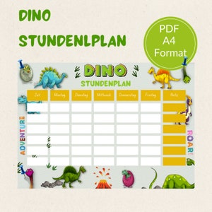 Dinosaur timetable for the beginning of school - digital to print out directly - dinosaurs - school child - school plan - PDF A4 format - immediate download