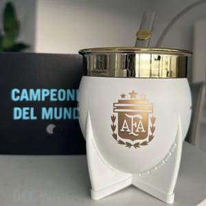Mate imperial Deluxe Argentina campeón AFA y bombilla