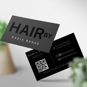 DIY Business Card Template - Hair Makeup Business Card - Beauty Boutique Card - Grey Business Card - Lash Nail Business - Canva Template