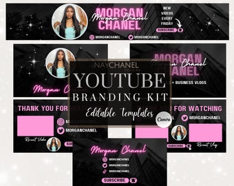 DIY Youtube Branding Kit - Youtube Channel Template - Intro, Outro Designs - DIY banners - Youtube Channel Theme