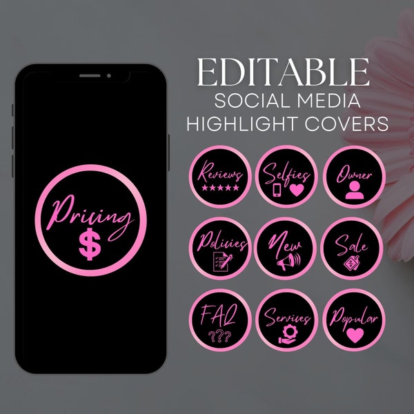 Rosa Instagram Business Highlight Cover - Social Media Highlights - Instagram Icons - Story Highlights - Business Highlight Template