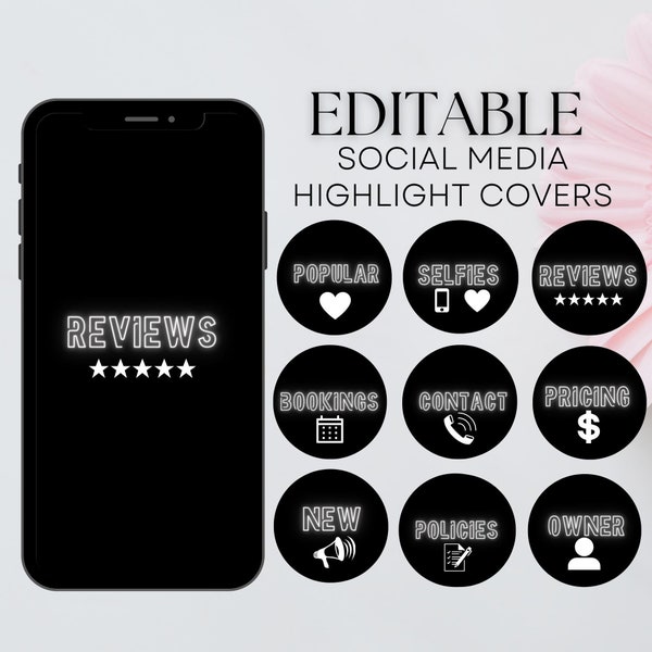 Neon Instagram Highlight Covers - Social Media Highlights - Instagram Icons - Instagram Story Highlights - Business Highlight Template