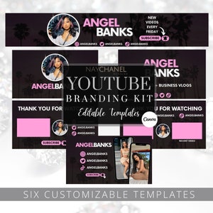 DIY Youtube Branding Kit - Youtube Banner,  Intro and Outro Designs - Editable Templates - Canva Template
