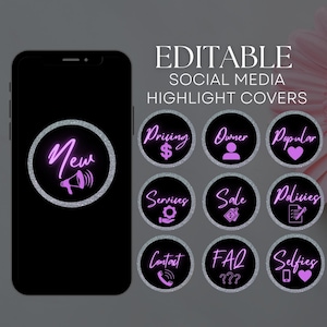 Glitter Social Media Highlight Covers Neon Highlight Covers Pink ...