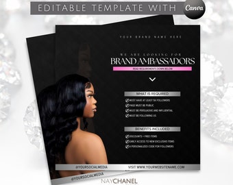 DIY Brand Ambassador Flyer Template - Beauty Business Flyer - Boutique Business Flyer - Hair Business - Social Media Flyer