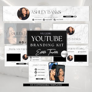 DIY Youtube Branding Kit - Youtube Banner,  Intro and Outro Designs - Editable Templates - Canva Template