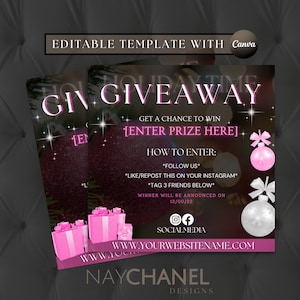 DIY Kerst Giveaway Flyer - Vakantie Instagram Giveaway - Bewerkbare Beauty Flyer - Social Media Flyer Template - Haarmake-up Flyer