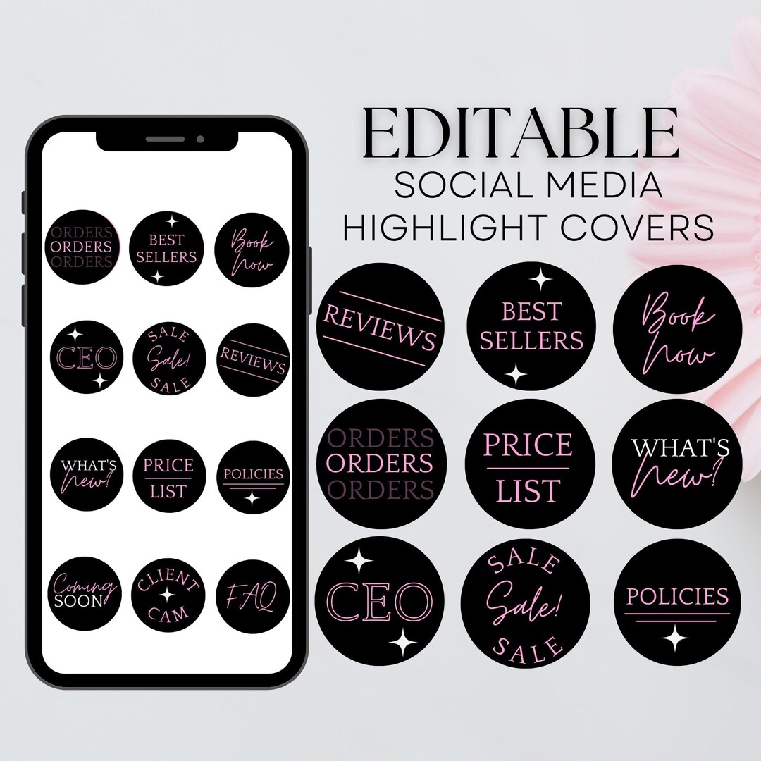 Pink Instagram Business Highlight Covers Social Media - Etsy