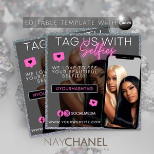 Selfie Tag Flyer - Tag Us Flyer - Selfie Flyer - Tag Us In Your Selfie - Hair Flyer - Lash Flyer - Makeup Flyer- Beauty Flyer Template