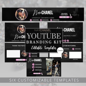 DIY Youtube Branding Kit - Youtube Banner,  Intro and Outro Designs - Editable Templates - Canva Template