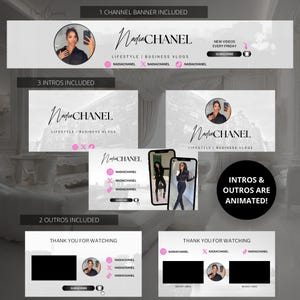 DIY Youtube Branding Kit - Youtube Banner, Intro and Outro Designs - Editable Canva Templates image 2