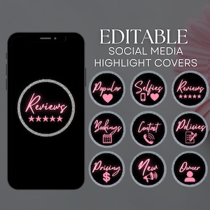 Pink Instagram Highlight Covers - Social Media Highlights - Instagram Icons - Instagram Story Highlights - Business Highlight Template