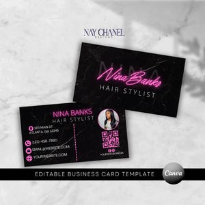 DIY Business Card Template - Editable Business Card -  Premade Business Card - Hair Makeup Lash Nail Card - Canva Template