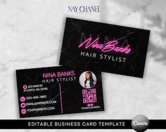 DIY Business Card Template - Editable Business Card -  Premade Business Card - Hair Makeup Lash Nail Card - Canva Template