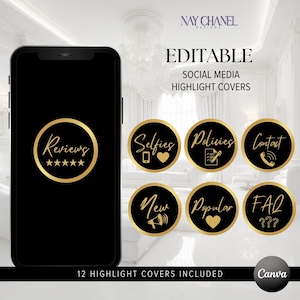 Gold Instagram Highlight Covers - Social Media Highlights - Instagram Icons - Instagram Story Highlights - Business Highlight Template