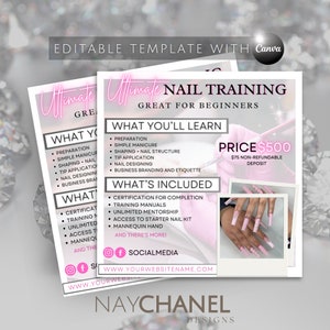 Nail Training Flyer - Nail Course Flyer -DIY  Nail Class Flyer - Nail Flyer Template - Nail Application Flyer - Social Media Flyer