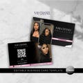 DIY Hair Lash Makeup Nail Business Card Template - Wig Braid QR Code Business Card - Editable Canva Template