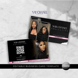 Luxury Hair Business Card Template - Editable Canva Design for Hairstylists, Lash Techs & MUAs - Wig Braid QR Code Business Card