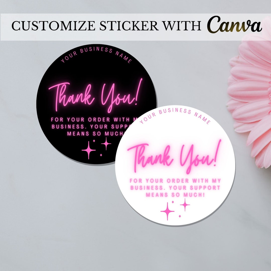 Pink Thank You Small Business Stickers - Thank You Sticker Template ...