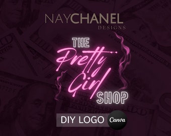 DIY Beauty Business Logo – Pink Neon Lash & Nail Design (Digital Download)