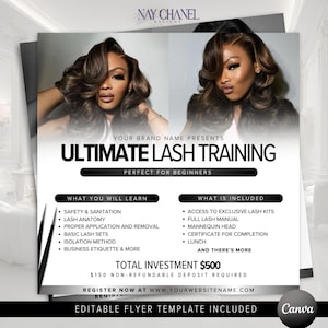 Plantilla de volante editable para curso de pestañas - Diseño de volante para curso de pestañas