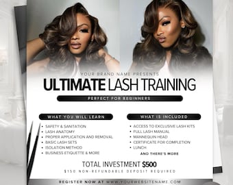 Diy Editable Lash Class Flyer Template - Lash Course Training Flyer Design
