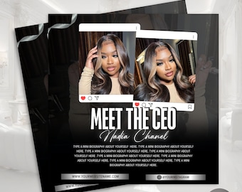 Plantilla de folleto DIY Meet The CEO - Folleto para emprendedores - Folleto Meet The Owner - Folleto prefabricado para pequeñas empresas - Publicación en redes sociales