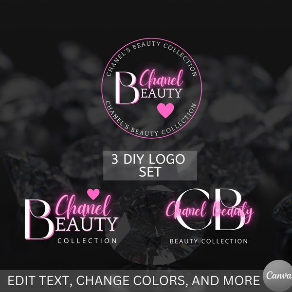 Pink Beauty Logo - Hair Logo - Pink Logo Design - Boutique Logo - DIY Logo Template - Lash Logo - Small Business Logo - Neon Logo