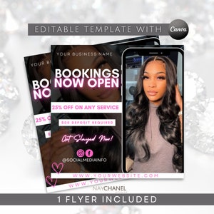 Bookings Now Open Flyer - Appointment flyer - Booking Flyer - Hair Flyer - Book Now Flyer - Lash Flyer - Makeup Flyer - Special Deal Flyer