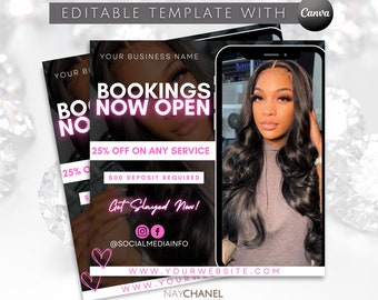 Bookings Now Open Flyer - Appointment flyer - Booking Flyer - Hair Flyer - Book Now Flyer - Lash Flyer - Makeup Flyer - Special Deal Flyer