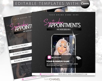 Editable September Booking Flyer Bundle Template - DIY Hair Lash Makeup Nail Appointments Available Flyer - Social Media Book Now Flyer