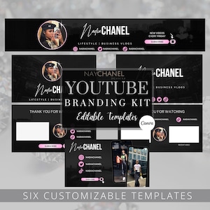 DIY Youtube Branding Kit - Youtube Banner,  Intro and Outro Designs - Editable Templates - Canva Template