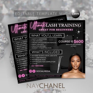 Lash Training Flyer - Lash Course Flyer -DIY  Lash Class Flyer - Lash Flyer Template - Book Now Appointments - Lash Extension Flyer