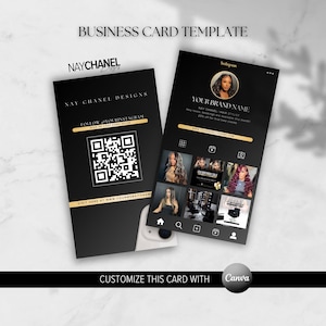 DIY Editable Business Card Template - Instagram Digital Premade Hair Makeup Lash Nail Business Card template - Canva Template