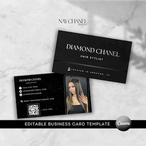 DIY Hair Lash Makeup Nail Visitenkarten Vorlage - Perücke Braid QR Code Visitenkarte - Bearbeitbare Canva Vorlage