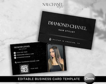 Hair Stylist Business Card - Luxury Beauty Salon Branding Card | Canva Template