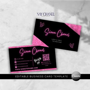 Benutzerdefinierte Rosa Visitenkarten Vorlage - Glitzer Schönheit Visitenkarte - Boutique Visitenkarte - Rosa Mode Visitenkarte - Lash Visitenkarte