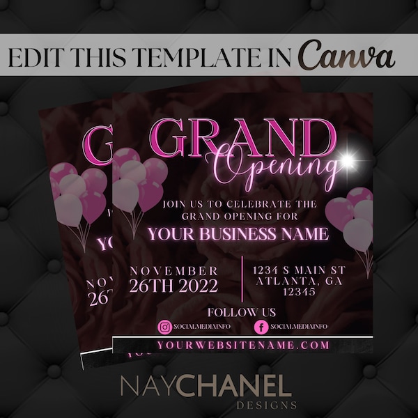 Grand Opening Flyer - Launch Event Template - Custom DIY Business Flyer - Social Media Post - Beauty Fashion Business - Beauty Flyer