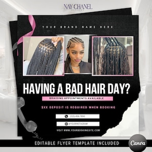 DIY Braids Flyer Template - Hair Flyer - Booking Flyer - Braids Locs Special - Hair Appointments Available Booking Flyer