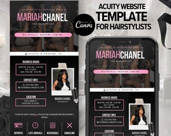 Acuity Scheduling Template Hair Stylist - Appointment Booking Site Design - Canva Template