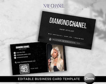 Beauty Business Card Template for Hair Stylists, MUAs, Lash & Nail Techs | DIY Hair Business Card | Editable in Canva