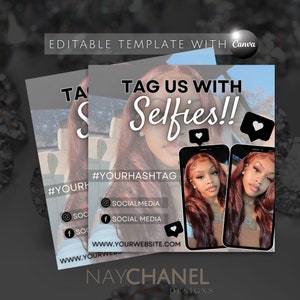 Selfie Tag Flyer - Tag Us Flyer - Selfie Flyer - Tag Us In Your Selfie - Hair Flyer - Lash Flyer - Makeup Flyer- Beauty Flyer Template