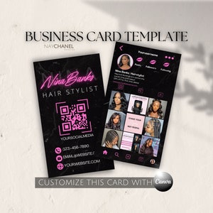 DIY Editable Business Card Template - Instagram Digital Premade Hair Makeup Lash Nail Business Card template - Canva Template