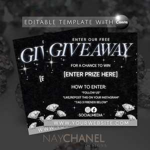 DIY Giveaway Flyer - Instagram Giveaway - Bewerkbare Beauty Flyer - Social Media Flyer Template - Haarmake-up Flyer - Loterij Giveaway