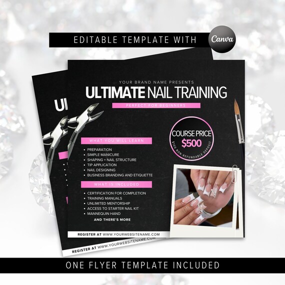 DIY Editable Nail Course Training Flyer Template - Nail Class Social Media Content