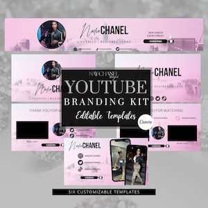 DIY Youtube Branding Kit - Youtube Banner,  Intro and Outro Designs - Editable Templates - Canva Template